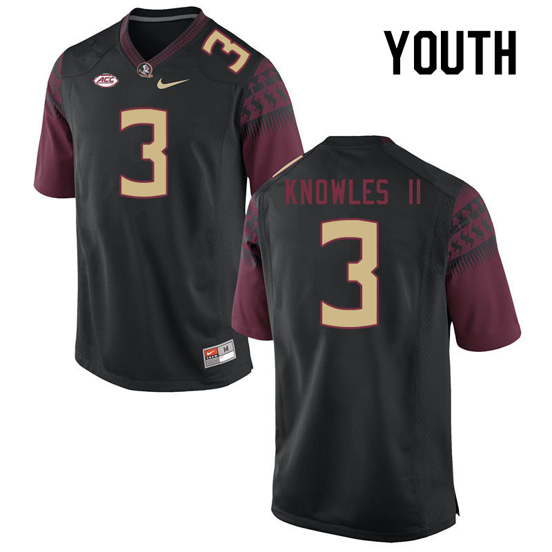 Youth #3 Kevin Knowles II Florida State Seminoles College Football Jerseys Stitched-Black